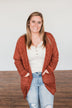 Have My Heart Velvet Chenille Cardigan- Rust