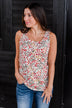 Love To Give Floral Tank Top- Ivory, Rust, & Forest Green