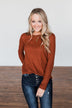 Be With You Waffle Knit Top- Rust