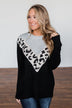 Love Fiercely Chevron Color Block Sweater- Black, Grey, & Leopard