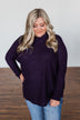 Never Let You Go Cowl Neck Sweater- Dark Eggplant