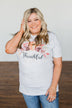 "Thankful" Pumpkin Graphic Tee- Heather Grey