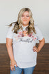 "Thankful" Pumpkin Graphic Tee- Heather Grey