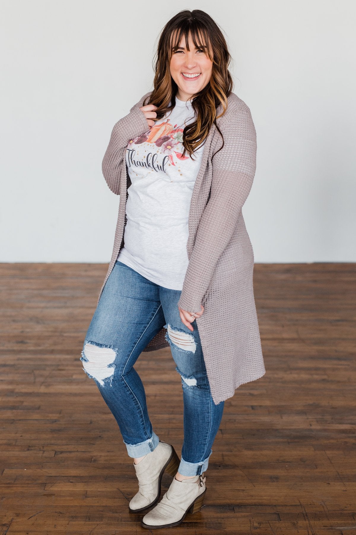 Stealing My Heart Long Knit Cardigan- Taupe