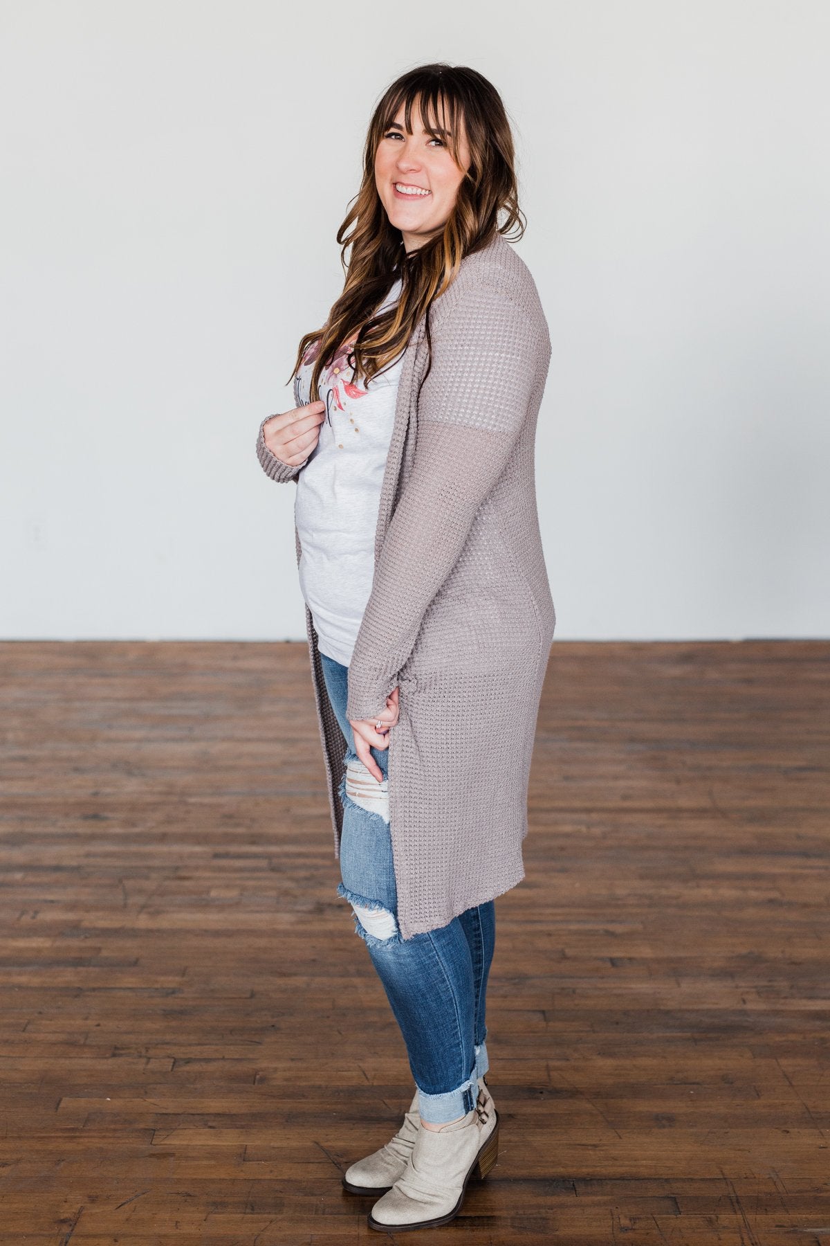 Stealing My Heart Long Knit Cardigan- Taupe
