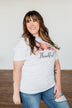 "Thankful" Pumpkin Graphic Tee- Heather Grey