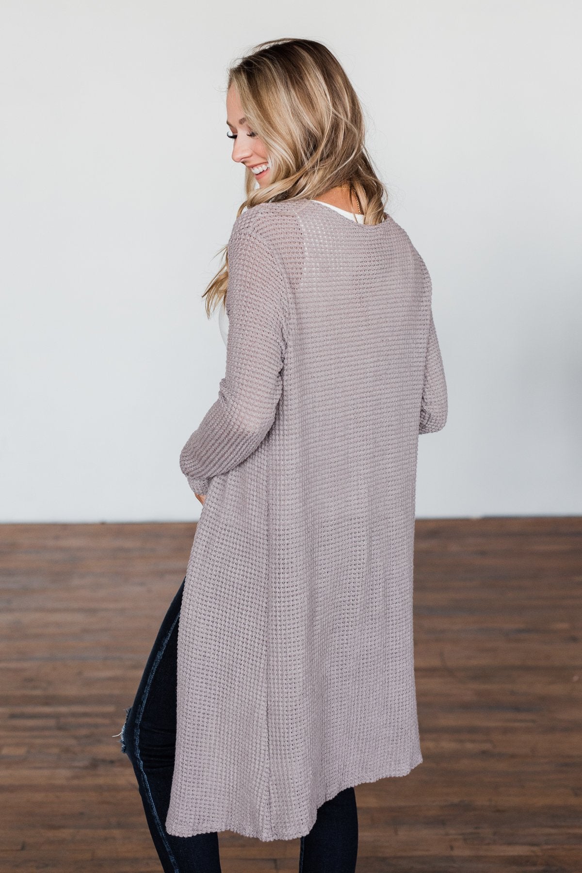 Stealing My Heart Long Knit Cardigan Taupe The Pulse Boutique