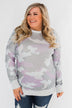 Camo Print Long Sleeve Top- Purple