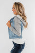 Layered Denim Hooded Jacket- Light Wash