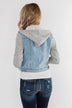 Layered Denim Hooded Jacket- Light Wash