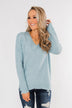 Feel This Moment V-Neck Sweater- Sky Blue