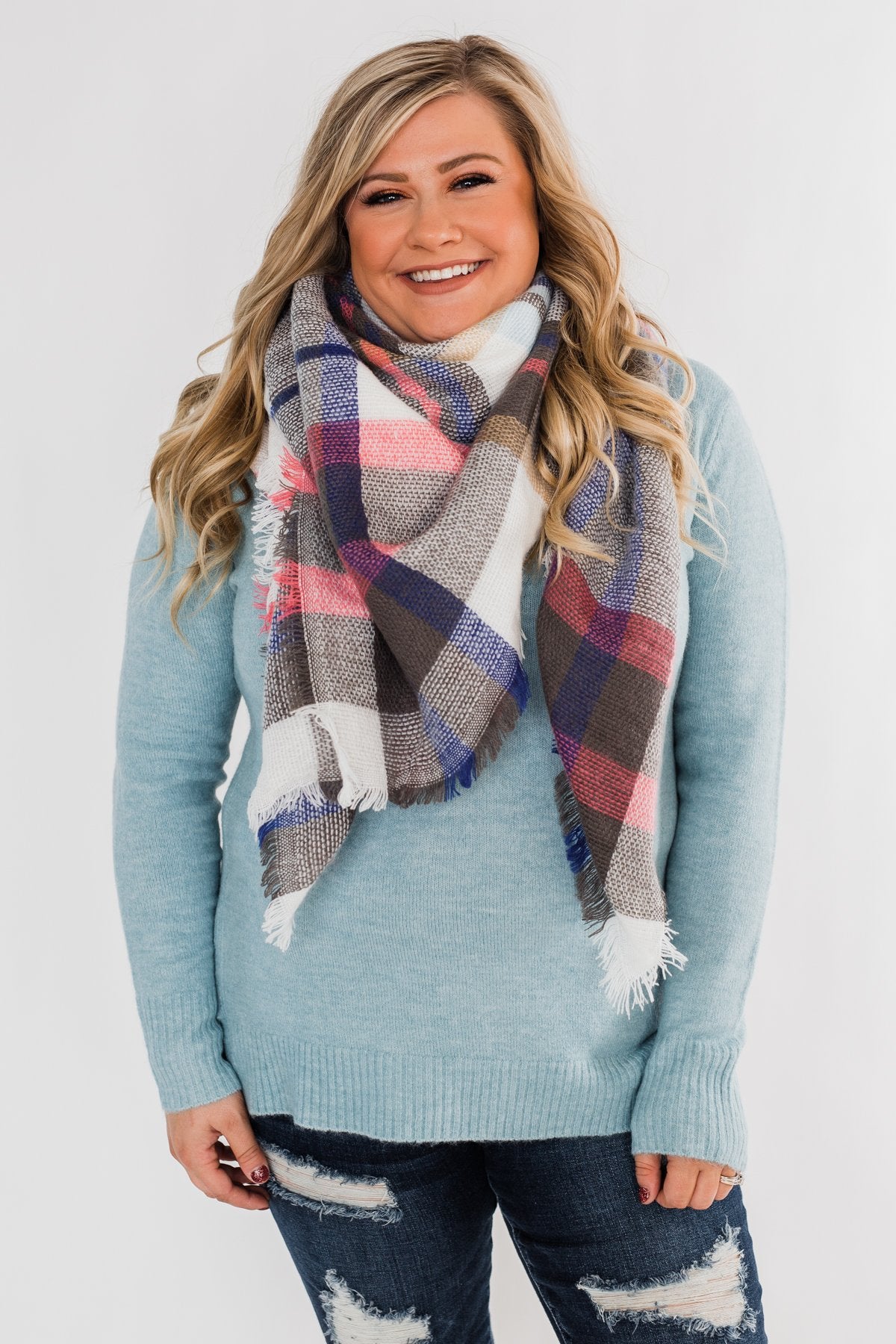 Feel This Moment V-Neck Sweater- Sky Blue