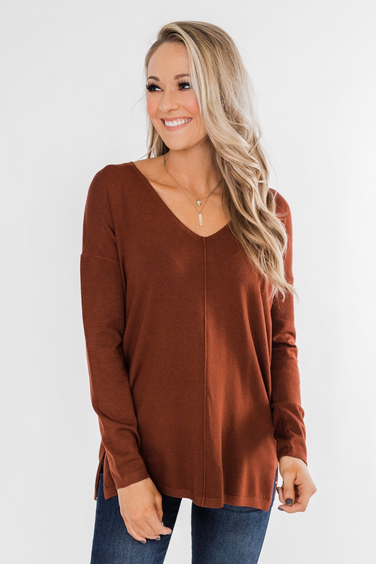 Truly Yours Sweater- Dark Rust