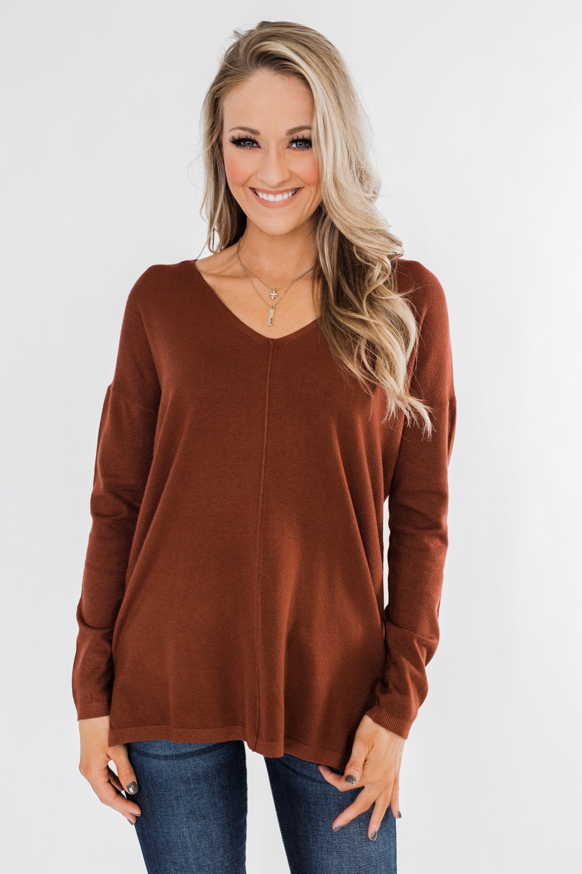 Truly Yours Sweater- Dark Rust