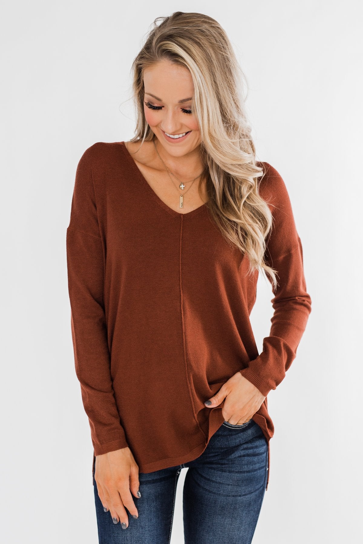 Truly Yours Sweater- Dark Rust