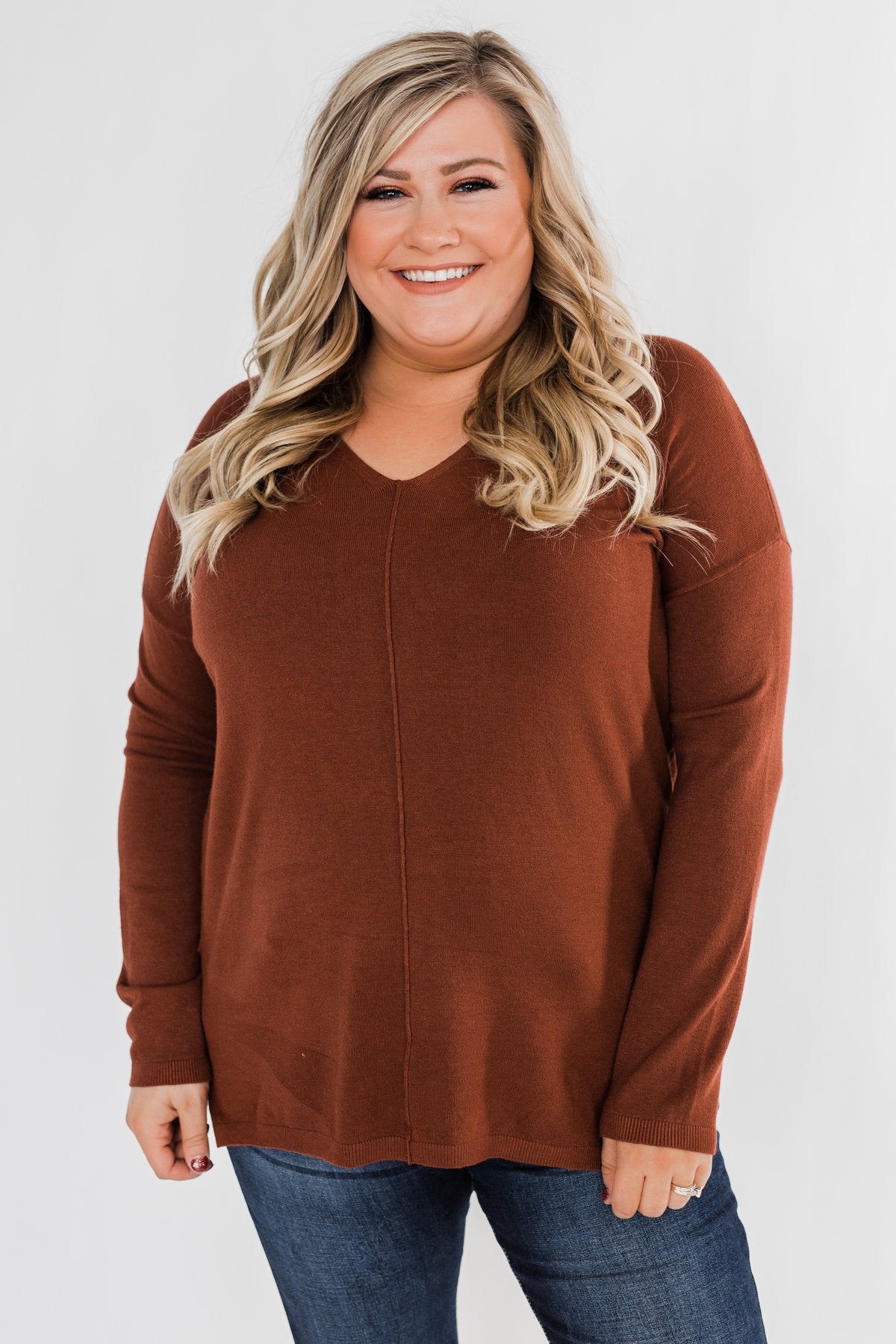Truly Yours Sweater- Dark Rust