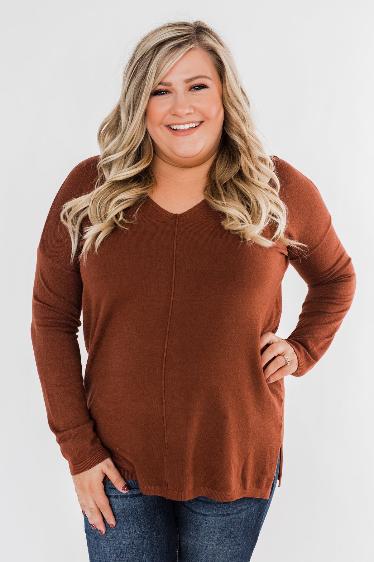 Truly Yours Sweater- Dark Rust