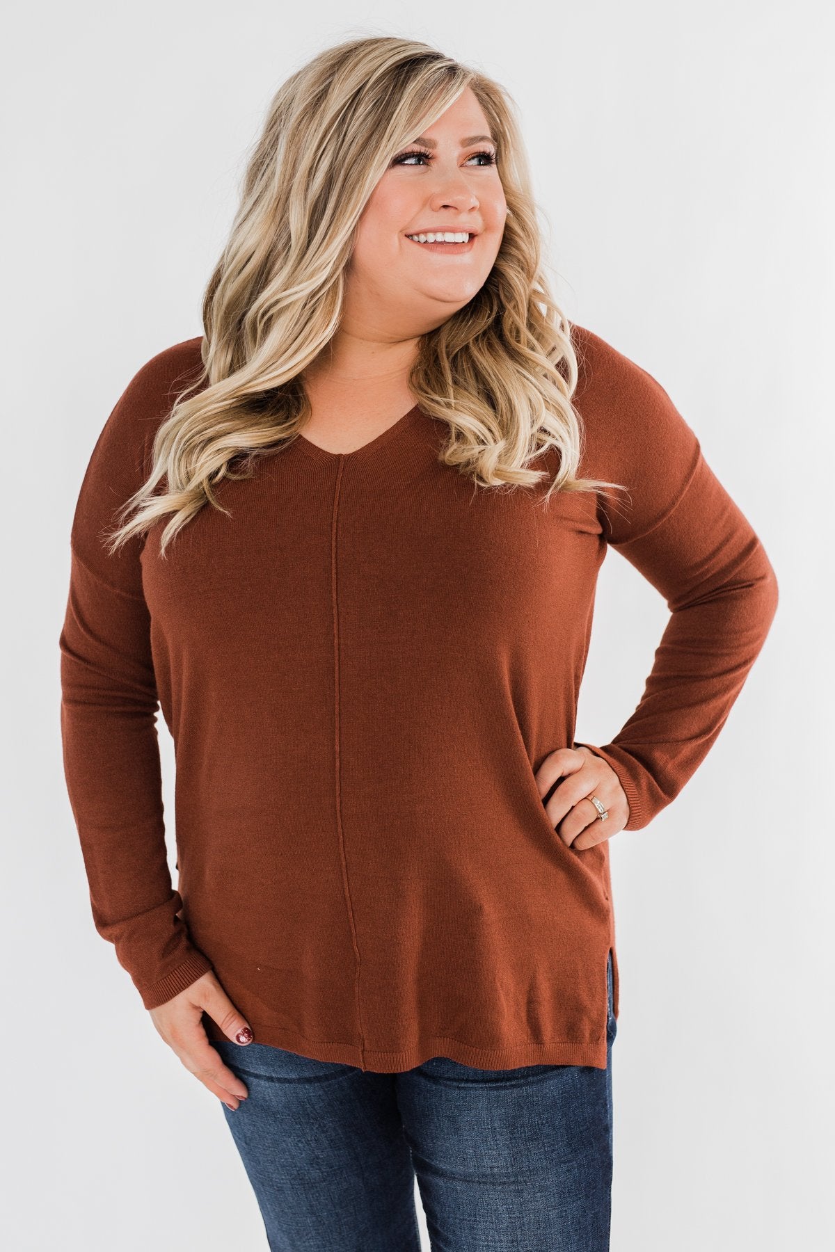 Truly Yours Sweater- Dark Rust
