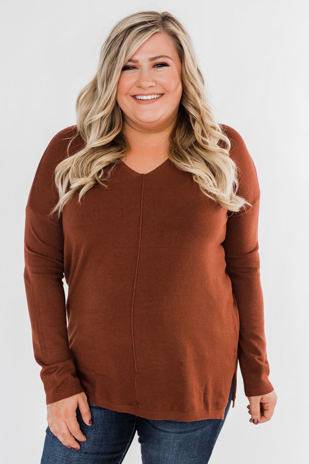 Truly Yours Sweater- Dark Rust