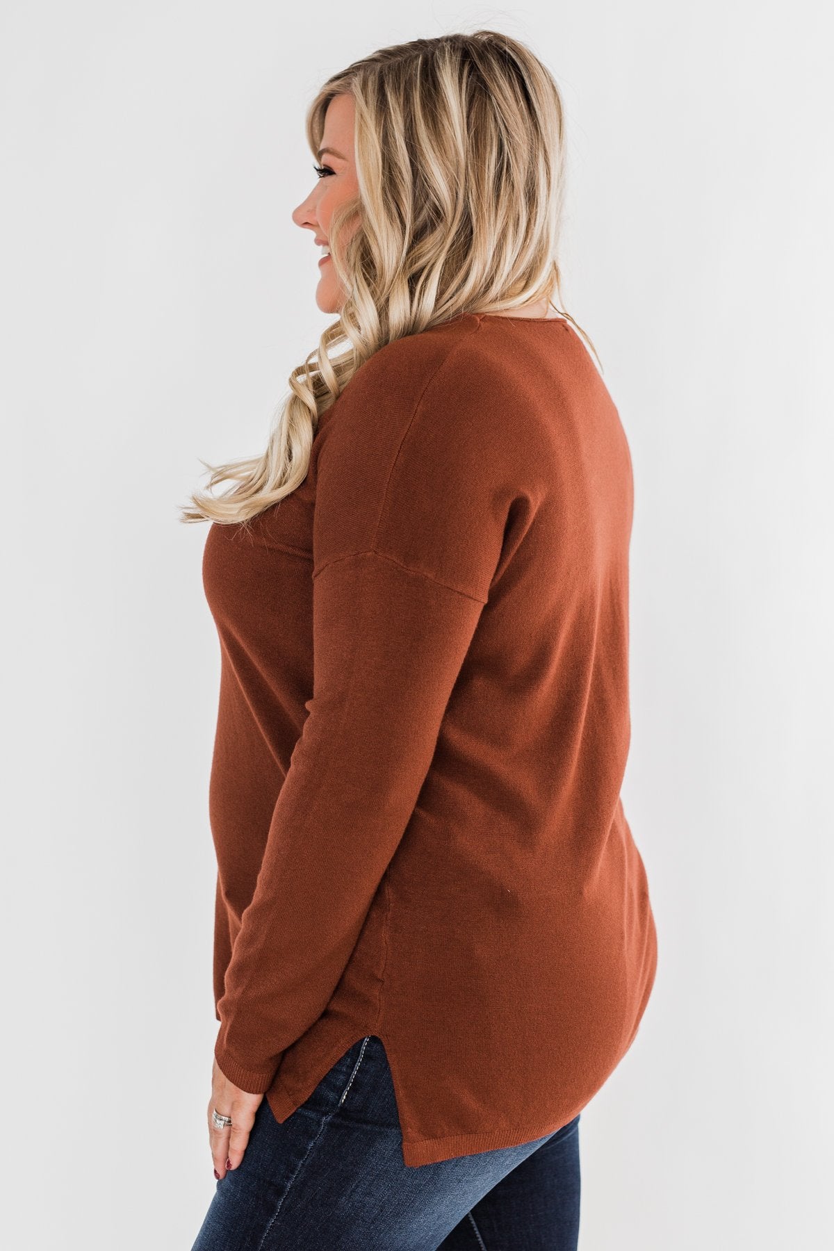 Truly Yours Sweater- Dark Rust