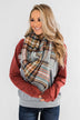 Soft & Cozy Blanket Scarf- Gray, Burgundy, & Mustard