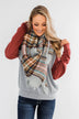 Soft & Cozy Blanket Scarf- Gray, Burgundy, & Mustard