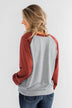 Never Let Me Go Raglan Top- Grey & Rust