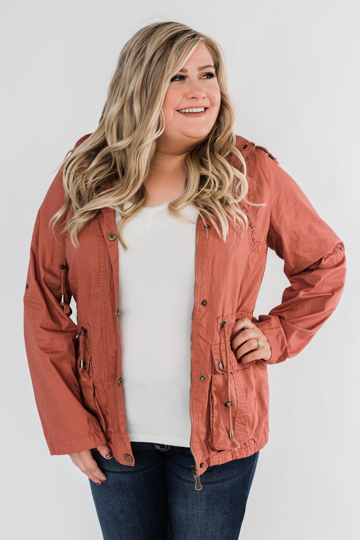 Walk With Me Cinch Jacket- Soft Rust