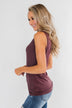 5-Button Henley Tank Top- Dark Mauve