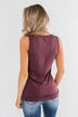 5-Button Henley Tank Top- Dark Mauve