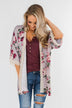 Thought Of You Crochet Floral Kimono- Light Mauve