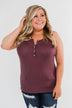 5-Button Henley Tank Top- Dark Mauve