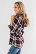 So Long To You Plaid Hooded Top- Cranberry