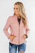 Leather Moto Jacket- Mauve Pink
