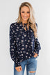 With All The Love For Me Floral Blouse- Navy