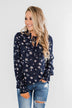 With All The Love For Me Floral Blouse- Navy