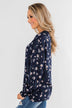 With All The Love For Me Floral Blouse- Navy