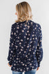 With All The Love For Me Floral Blouse- Navy