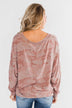 Camo Crew Neck Top- Pink & Grey