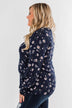 With All The Love For Me Floral Blouse- Navy