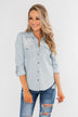 Cute In Chambray Long Sleeve Top- Light Denim