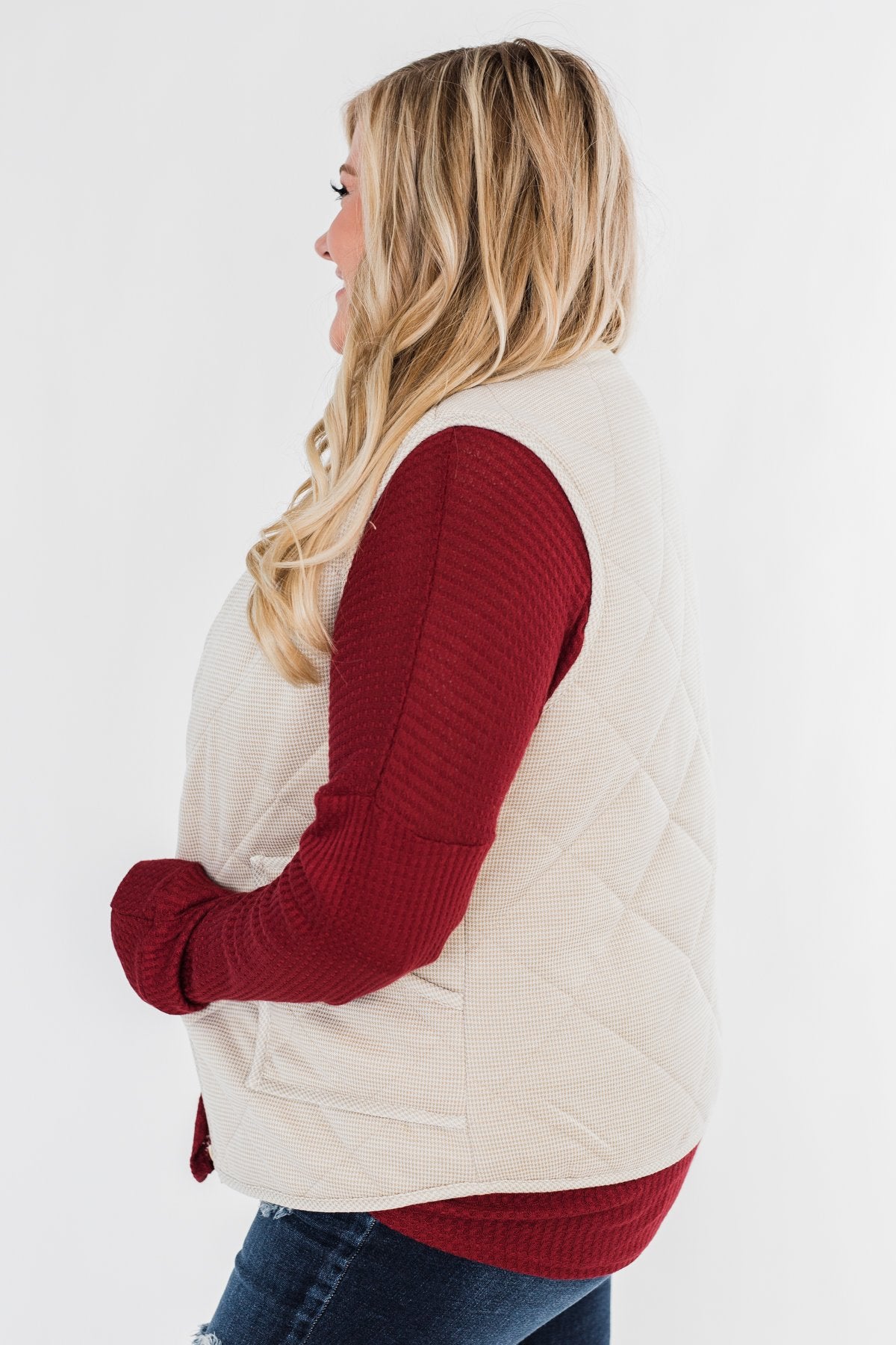 Quilted Pocket Vest Oatmeal The Pulse Boutique