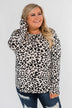Long Sleeve Cutout Back Top- Cream & Leopard