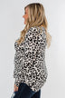 Long Sleeve Cutout Back Top- Cream & Leopard