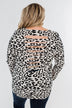 Long Sleeve Cutout Back Top- Cream & Leopard