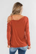 Something New Cold Shoulder Top- Soft Rust