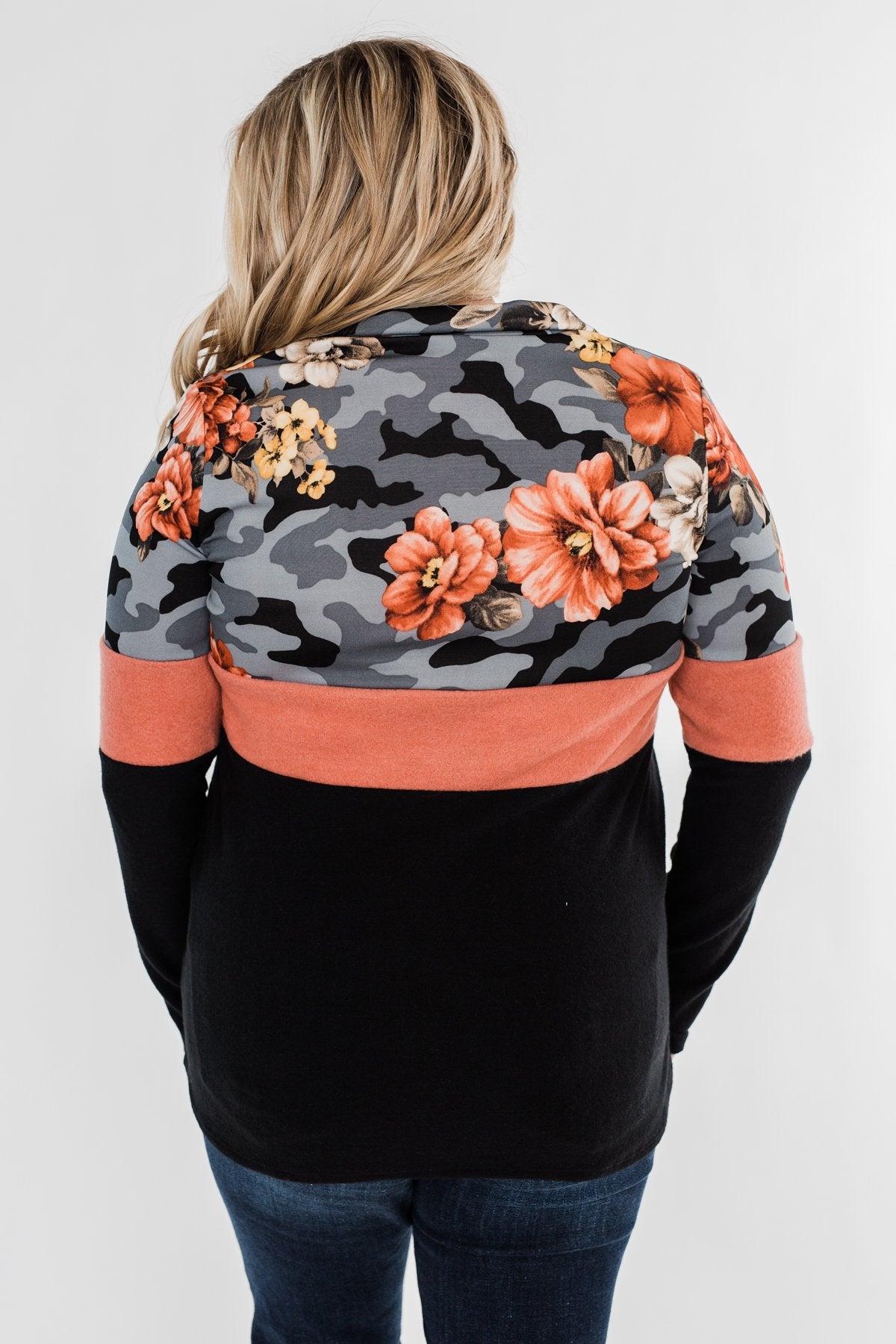 Never Ending Love Quarter Zip Pullover- Black, Camo, & Floral