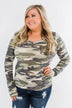Sequin Pocket Long Sleeve Top- Camo