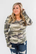 Sequin Pocket Long Sleeve Top- Camo