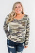 Sequin Pocket Long Sleeve Top- Camo